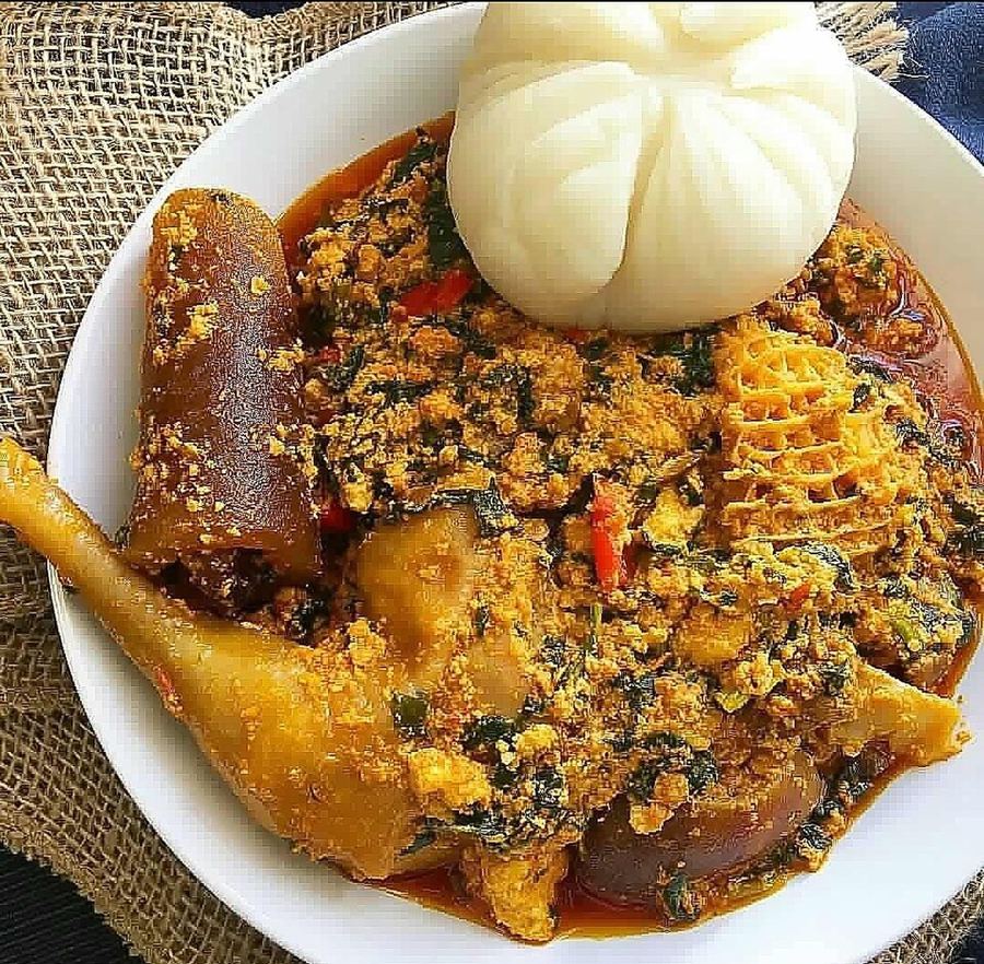 Pounded yam and egusi soup